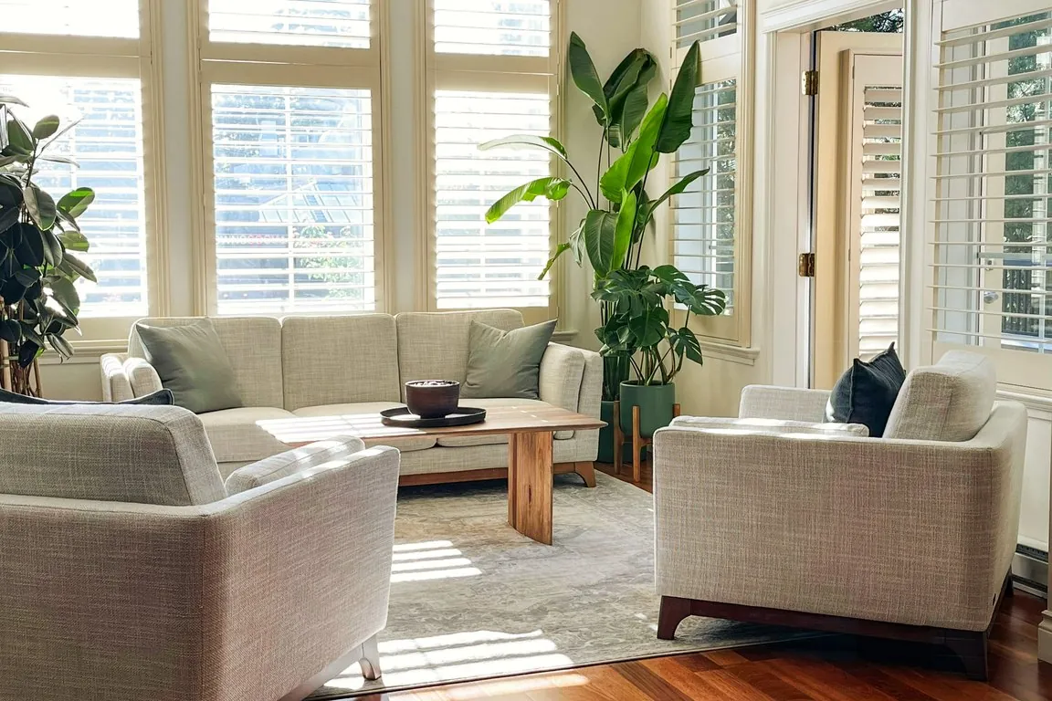 A bright, calm living room